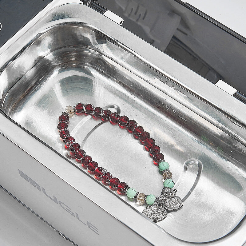 Kacamata kawat gigi ultrasonik, mesin pembersih perhiasan kotak pembersih ultrasonik kecil multifungsi