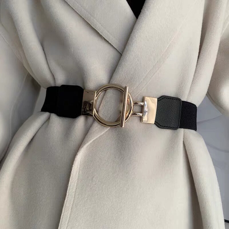 1Pc Alloy Buckle Belt Ladies Casual Elastic Elastic Waistband Fashion Simple Clothing Accessories Dress Tight Supplies