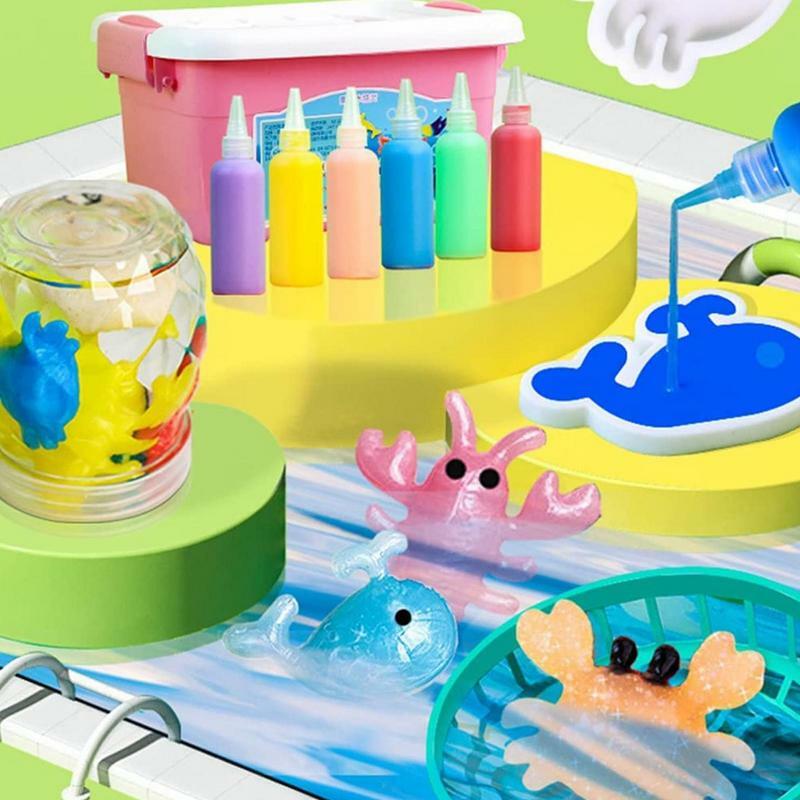 Kit de cuentas de animales acuáticos DIY, juguetes de criaturas de la vida marina, molde de figuras de juguete coloridas para niños y niñas, regalo de fiesta, juego de 5 colores/6 colores