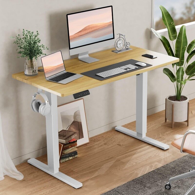 Stojące biurko, regulowana wysokość elektryczne stolik pod komputer do siedzenia, 55x2 4 Cal ergonomiczne biurka do praca biuro