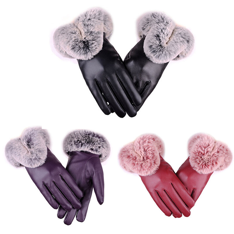 High-End Sheepskin Mink Gloves Leather Rex Rabbit Fur Gloves Women's Winter Driving Riding Touch Screen Gloves Genuine New 2023
