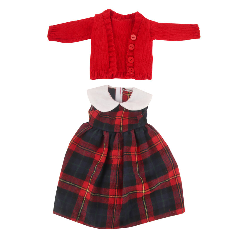 스코티시 격자 무늬 스커트 세트, 아메리칸 인형 교복, 원피스 및 코트, 43cm 아기 신생아 소녀 인형 세트, 18 인치