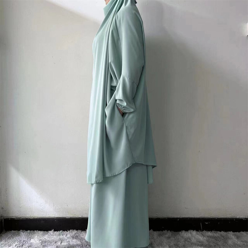 Conjunto de Bata de 2 piezas para mujer musulmana, vestido Hijab, ropa de oración, Abaya larga, Khimar, Ramadán, bata árabe, conjuntos de ropa islámica