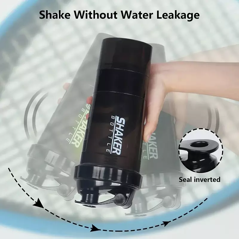 3 warstwy Shaker butelka proteinowa puder Shake Cup Cup plastikowa butelka do wody kubek do mieszania kulturystyki blender do napojów butelki do ćwiczeń