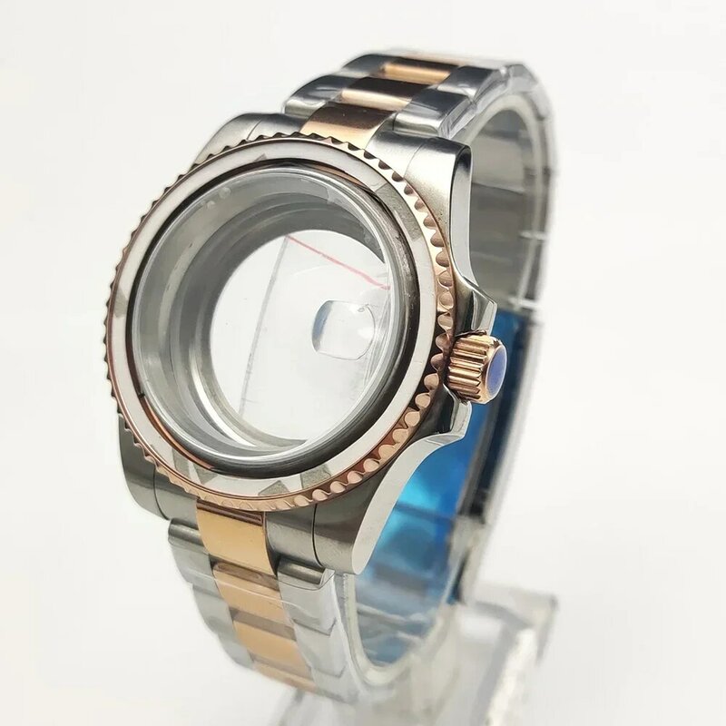 Caixa de relógio de safira modificada, peças de relógio, movimento para água fantasma rosa ouro, 40mm, NH35, 36