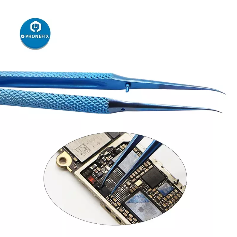 PHONEFIX-Pinzas de precisión de aleación de titanio, herramientas rectas curvadas para recoger, reparación profesional, huella dactilar, línea de mosca