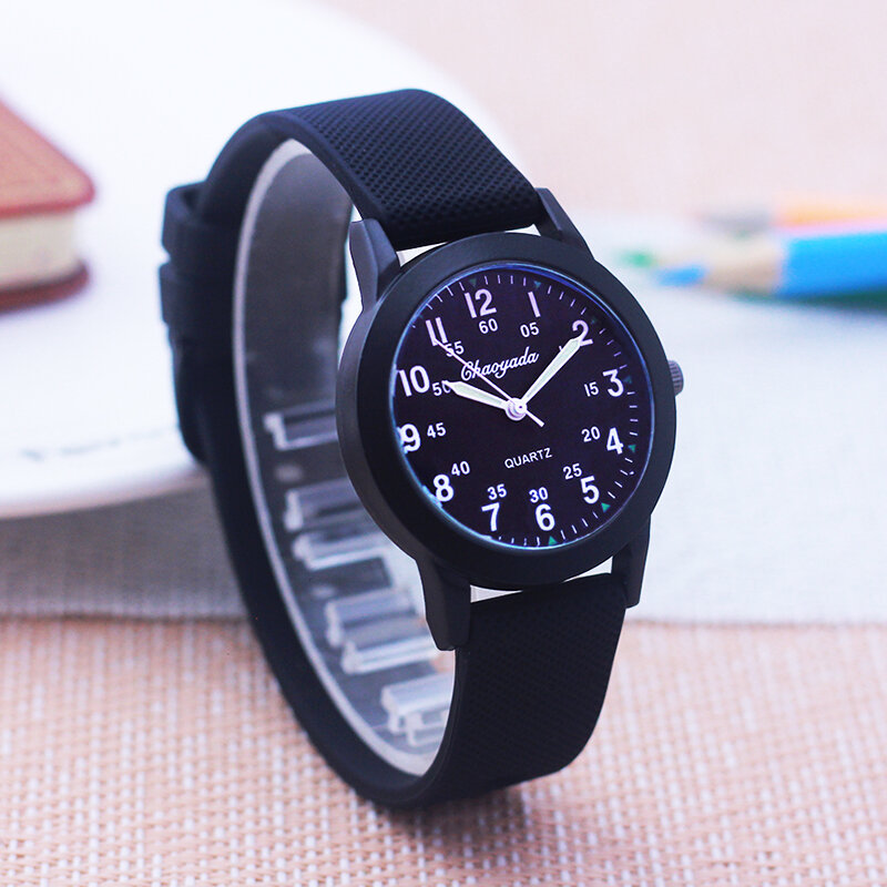 Jam tangan kuarsa anak laki-laki dan perempuan, arloji tali silikon skala 60 menit untuk siswa sekolah dasar