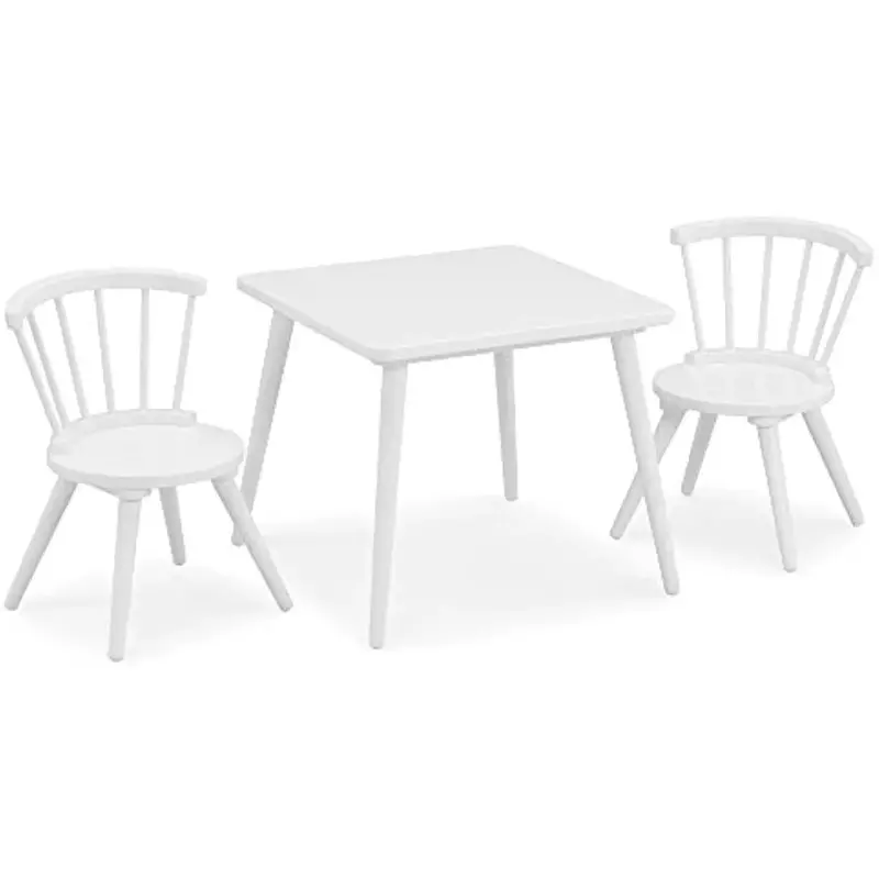 Juego de mesa y silla de madera para niños, perfecto para Artes y manualidades, tiempo de aperitivos, 2 sillas incluidas