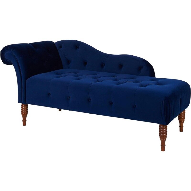 Samuel Tufted Roll Arm Chaise Lounge, Navy Blue Velvet