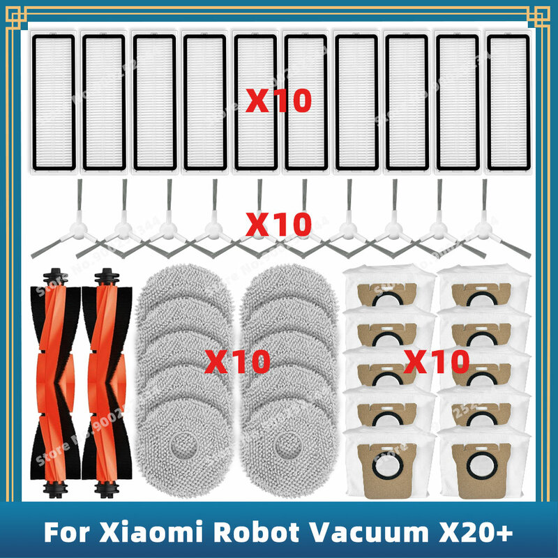 Compatible For Xiaomi Robot Vacuum X20+ / X20 Plus Replacement Parts Accessories Main Side Brush Hepa Filter Mop Cloth Dust Bag
