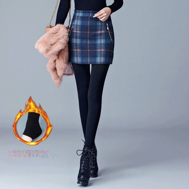 Fleece-Lined Thickened Fake Two-Piece Leggings Women's Outer Wear Pantskirt Integrated New Autumn Winter Step-on Slimming Warm