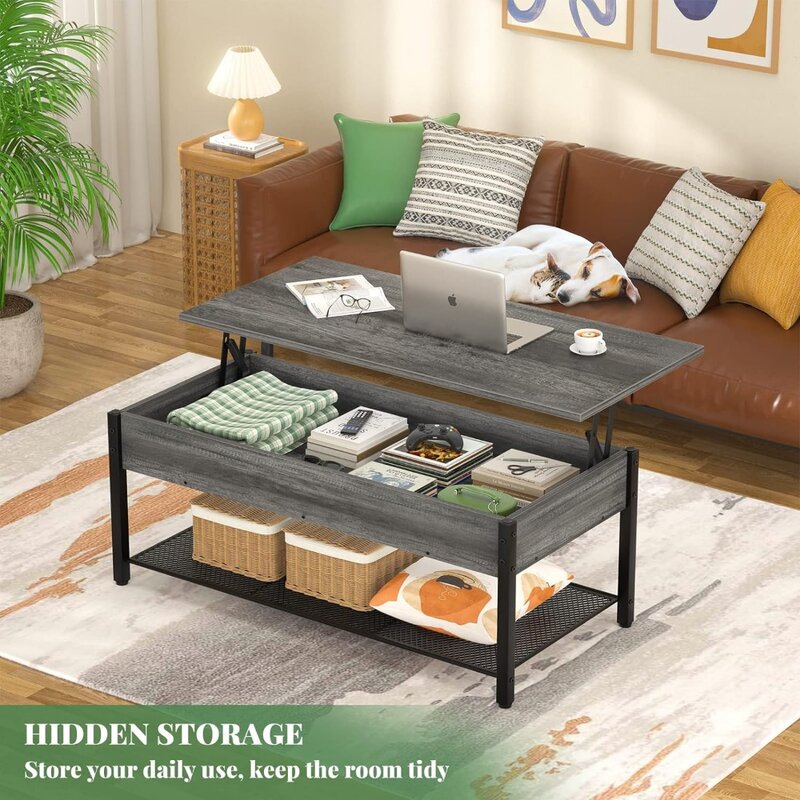 Holzlift Tischplatte Marmor Couch tisch für Wohnzimmer Lift Top Couch tisch mit Ablage fach und versteckten Fach möbeln
