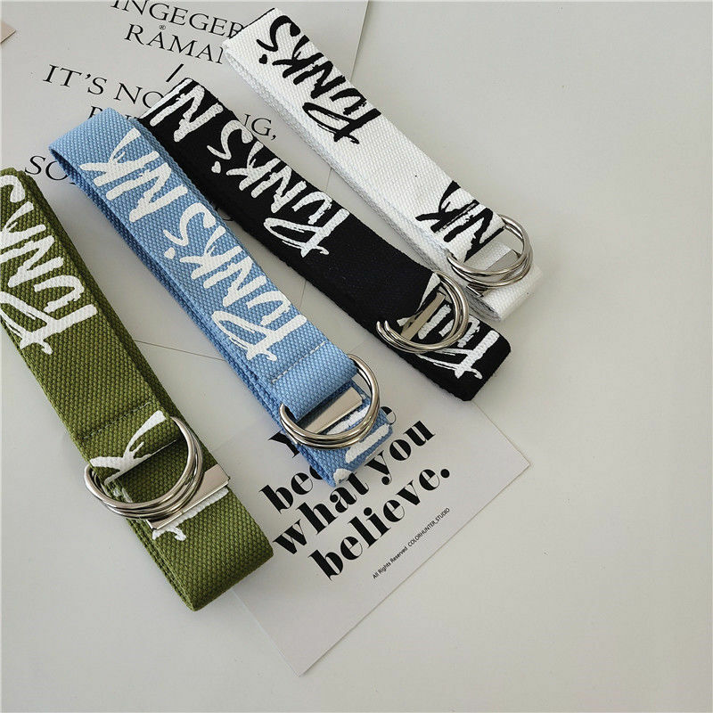 Cinturón de lona para mujer, cinturones góticos Y2k femeninos, accesorios de letras simples Y2k, pretina de punto de nailon Unisex informal, cinturones de abrigo