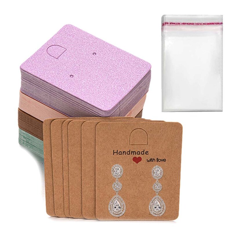 50pcs Earring Display Cards Cardboard For DIY Jewelry Holder Selling Organizer Small Businesses Labels Packaging Material Supply