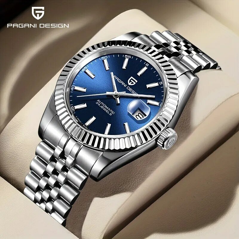 PAGANI DESIGN jam tangan Mekanikal pria, jam tangan olahraga otomatis mewah Stainless Steel 100M anti-air untuk pria