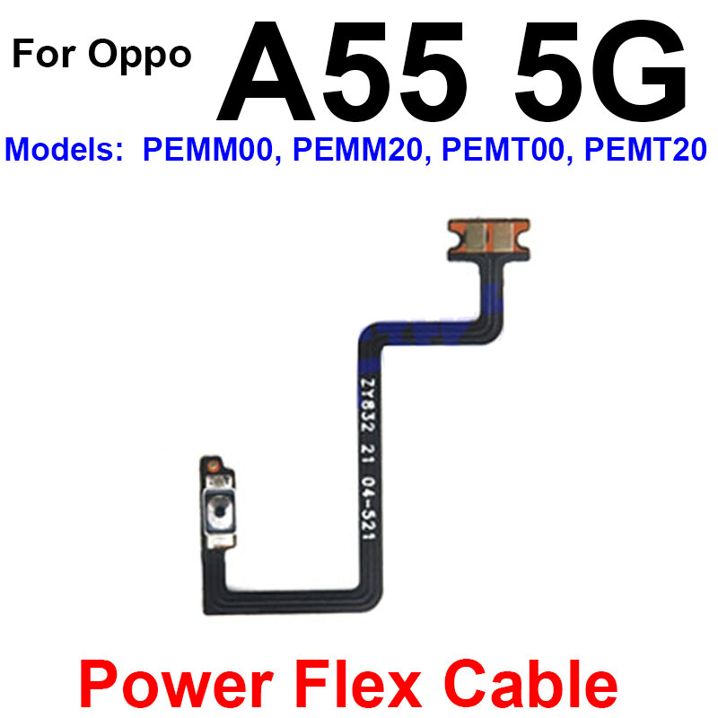 Kabel Flex Daya Volume untuk Oppo A52 A53 A53s A54 A55 A55S 4G 5G Suara Daya Tombol Samping Tombol Sakelar Bagian Kabel Flex