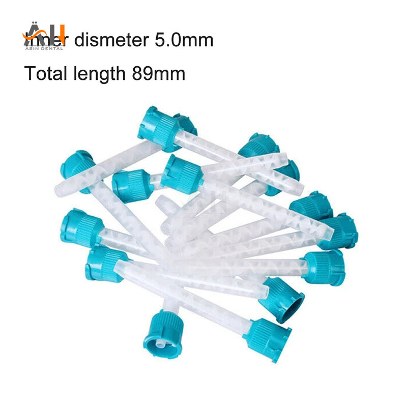 50 buah/pak ujung pencampur gigi bahan kesan laboratorium gigi tiruan tabung warna karet silikon sekali pakai DEASIN