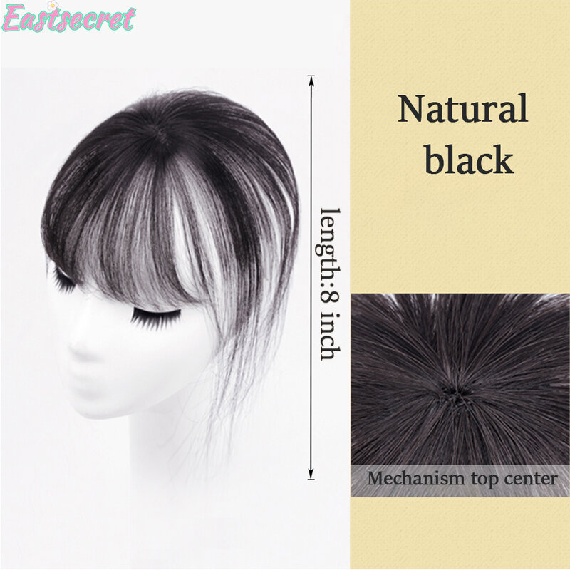 Clip de flequillo falso sintético, extensiones de cabello, Negro/marrón claro, accesorios para el cabello