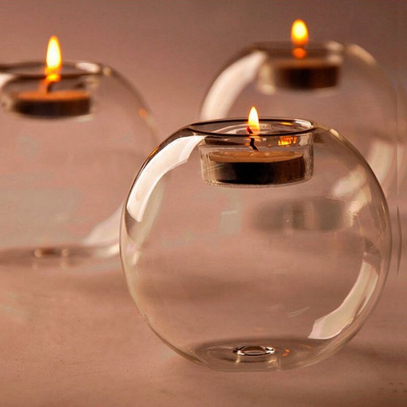 10 Stuks Tempat Lilin Kaca Kristal Dekorasi Halloween Kandelaar Glas Transparant