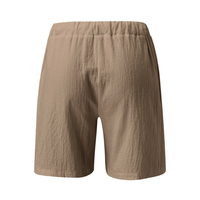 Pantalones cortos de lino para mujer, Shorts informales de algodón, de cintura alta, deportivos, color negro