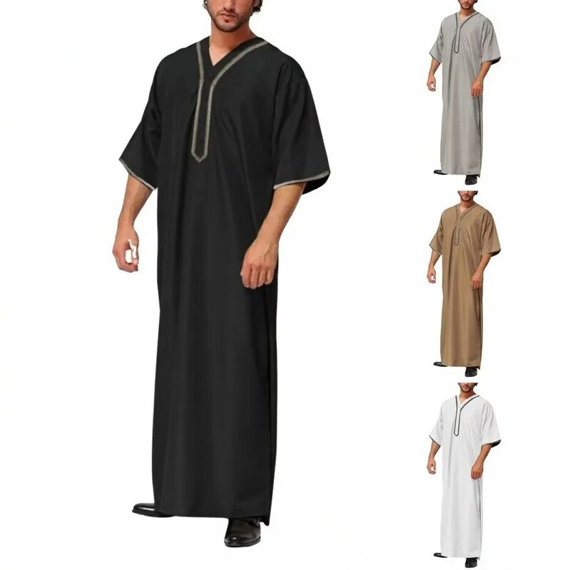 Baju kancing jubah longgar pria Dubai Arab Timur Tengah Muslim baru 2024