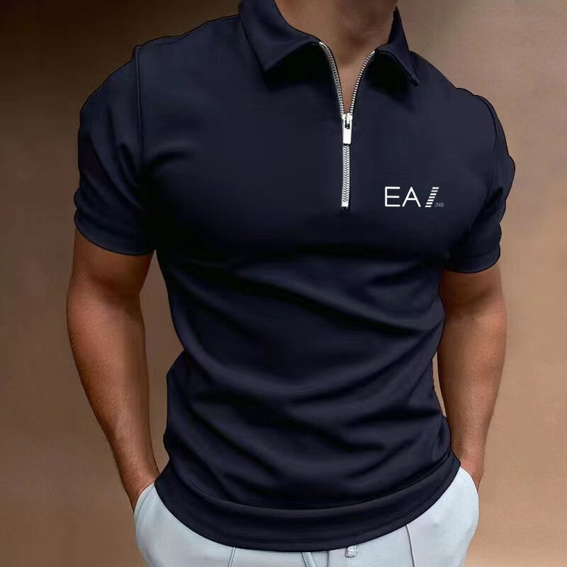 Camisa polo de manga curta masculina, camiseta com gola roscada, respirável, casual, moda escritório, verão