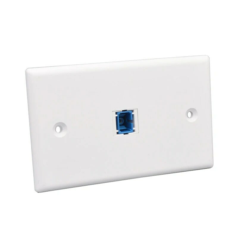 One Port SC Optical UPC Socket Adapter With Standard US Faceplate Panel In White For Optic Fiber Connector Face Cover