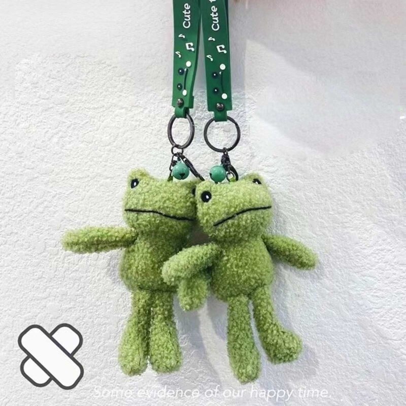 Green for Frog Keychain Plush Keyring Cartoon  lô Mặt dây chuyền cho Girl T