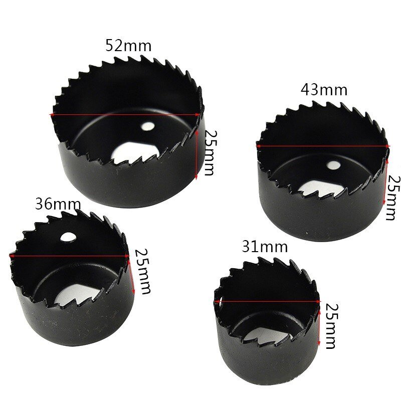 5pcs 31-52mm Woodworking Opener Hole Saw Bit Cutting Drilling Tool Set With Round Saw For Gypsum Board / Wood Opening