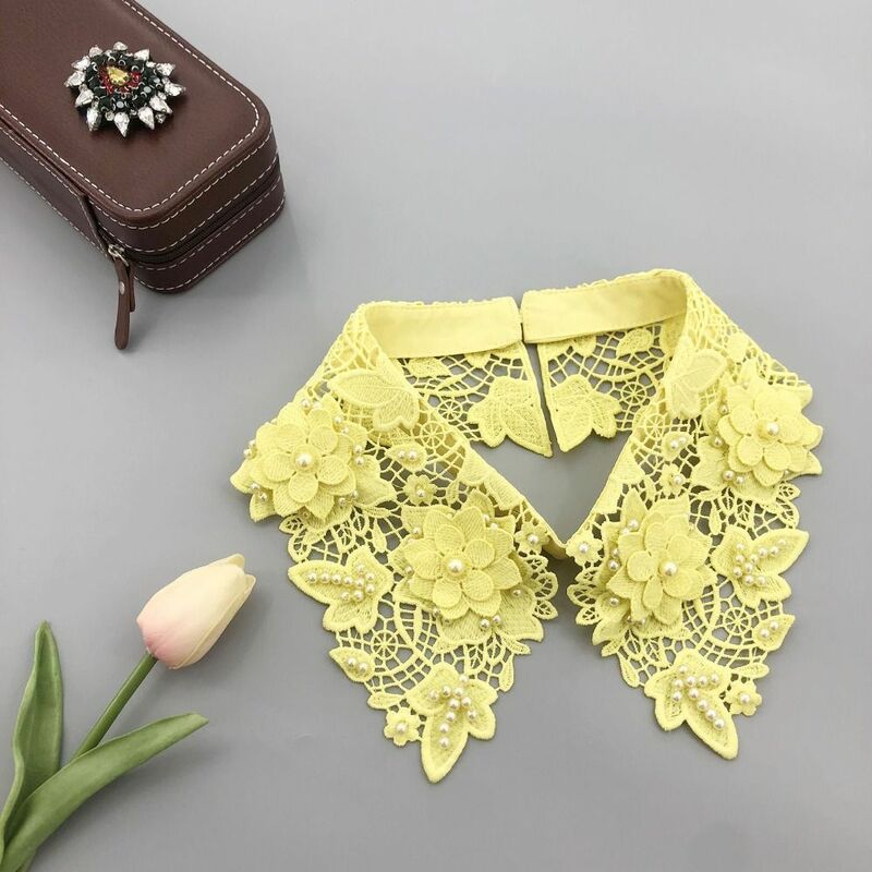 Embroidered Shirt Detachable Collar New Sweater Woman Fake Collar Blouse Tops Floral Necklace Ties Decorative