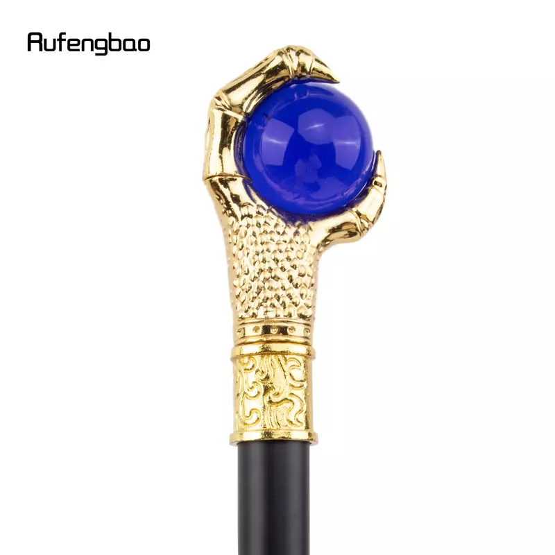 Bola de vidro azul Dragon Claw Grasp, Bastão dourado, Bastão decorativo de moda, Crochet de botão de bengala cosplay, 93cm