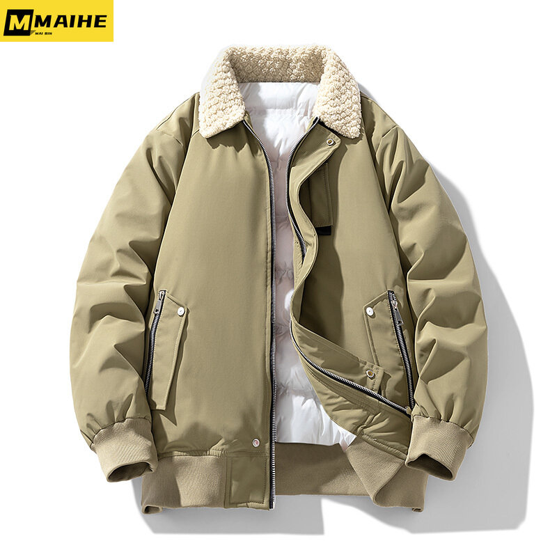 Jaqueta minimalista acolchoada masculina e feminina, moda coreana, jaqueta de inverno, engrossada, quente, Hip Hop, roupa de rua, neutra