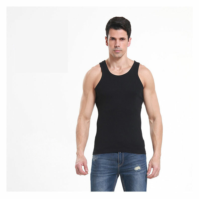 남성 근육 조끼 코튼 속옷 민소매 탱크 탑 여름 솔리드 언더 셔츠 o-넥 체육관 의류 보디 빌딩 싱글 티셔츠