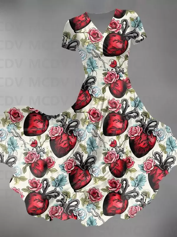 Robe maxi à col en V imprimée Mermeid pour femmes, robes sexy pour femmes, imprimé 3D