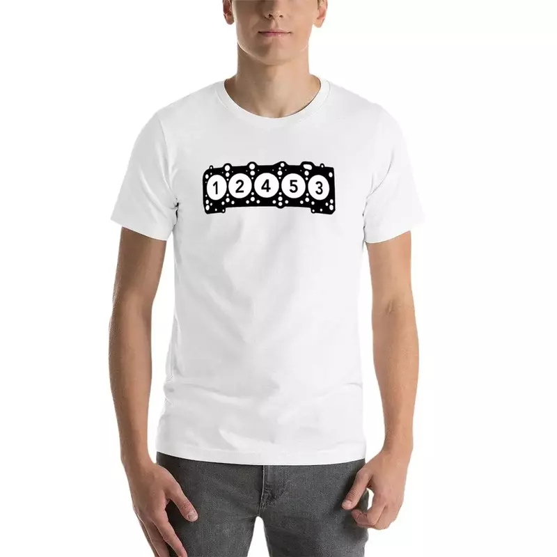 Camiseta gráfica masculina, motor de 5 cilindros, edição Deluxe, branca, roupas de verão, camisas masculinas