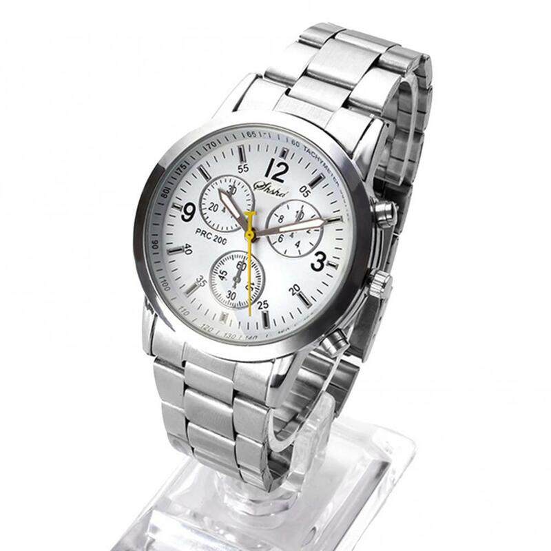 Fashion Men Watch Round Sub-dials Decor Alloy Band Analog Quartz Wrist Watch reloj hombre часы мужские наручные Relogio Feminino