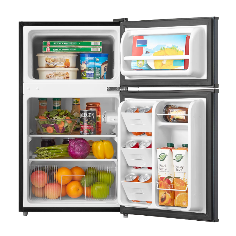 ตู้เย็นขนาดเล็กสองประตูพร้อมช่องแช่แข็งขนาด3.2ลบ.ม. สแตนเลสสตีลอีดาวตู้เย็นขนาดเล็กตู้เย็น