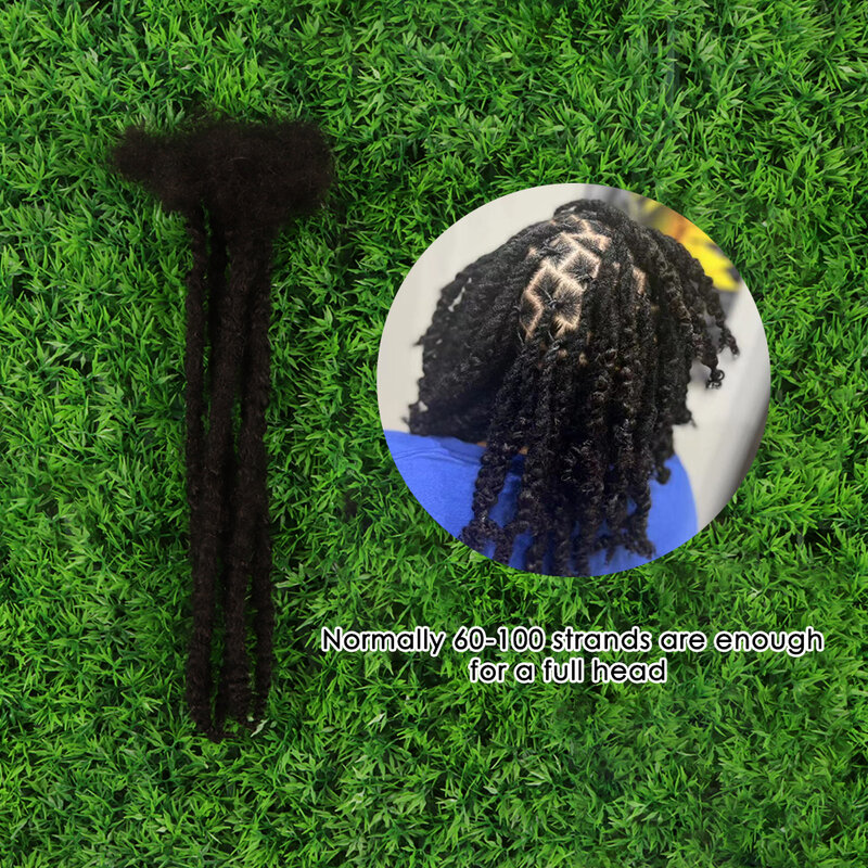 Orientfashion-Extensión de cabello humano Afro rizado hecho a mano, extensiones de rastas pequeñas, 10 pulgadas, ganchillo