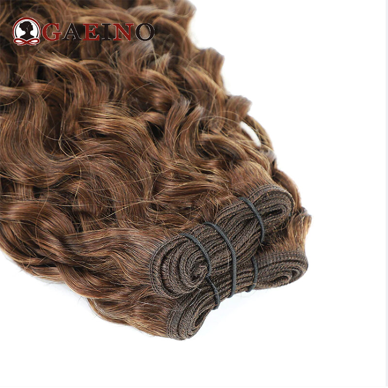 女性のための水の波の人間の髪の毛の横糸のエクステンション、私の巻き毛、縫い付け、二重横糸、ダーズブロンド、 #4