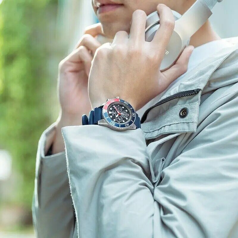 SEIKO-Relógio de pulseira de aço impermeável masculino, quartzo automático, redondo rotativo, série esportiva 5, original, SSC785P1