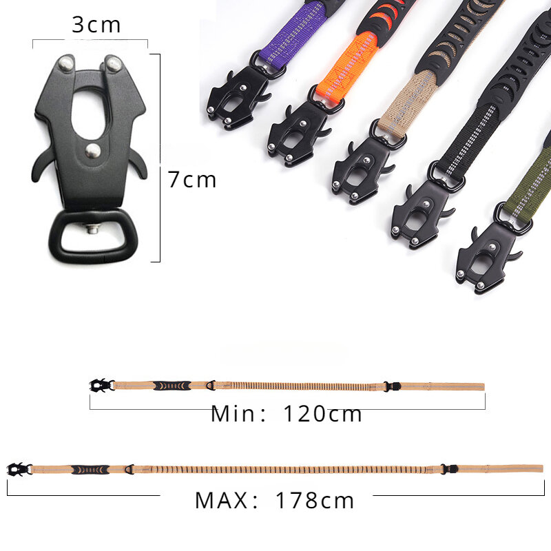 Heavy Duty Tactical Bungee Dog Leash No Pull Dog Leash Reflective Shock Absorbing Pet Leashes with Car Seatbelt for Large Dogs