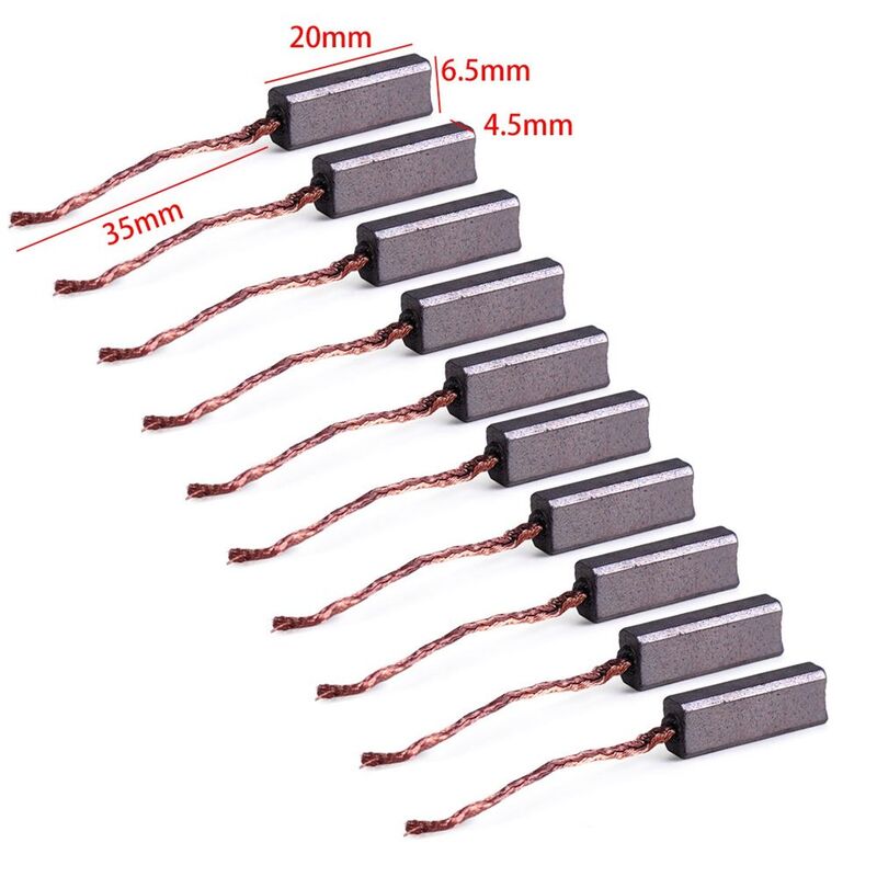 10/20pcs New Generic 4.5 x 6.5 x 20mm Carbon Brushes Wire Leads Generator Brush Replacement Electric Motor