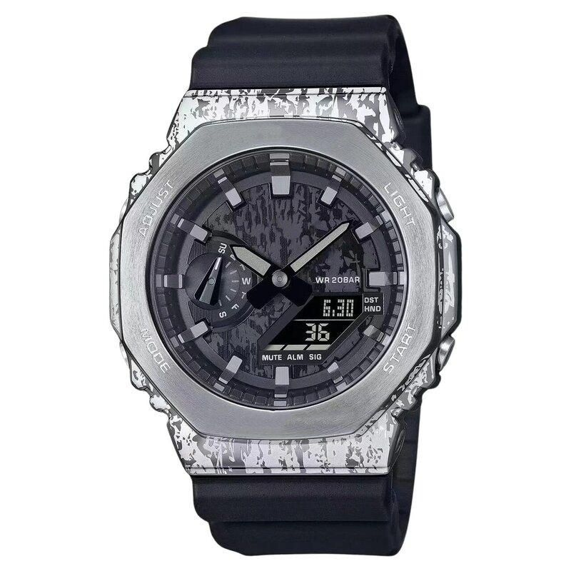 Мужские спортивные цифровые кварцевые часы GM с полнофункциональной искусственной автоматической ручной подъемностью светодиодный World Time 2100 Oak Series