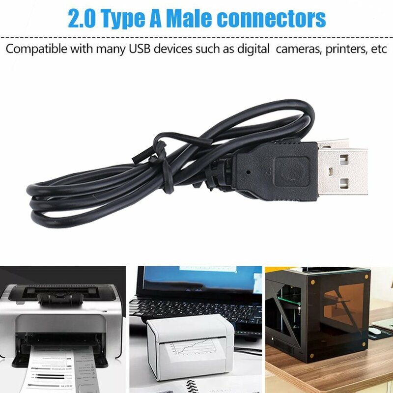 Conectores de Cable de datos USB 400 macho a macho, Cable adaptador de extensión M/M para PC y teléfono inteligente, color negro, 2,0mm(L), alta calidad