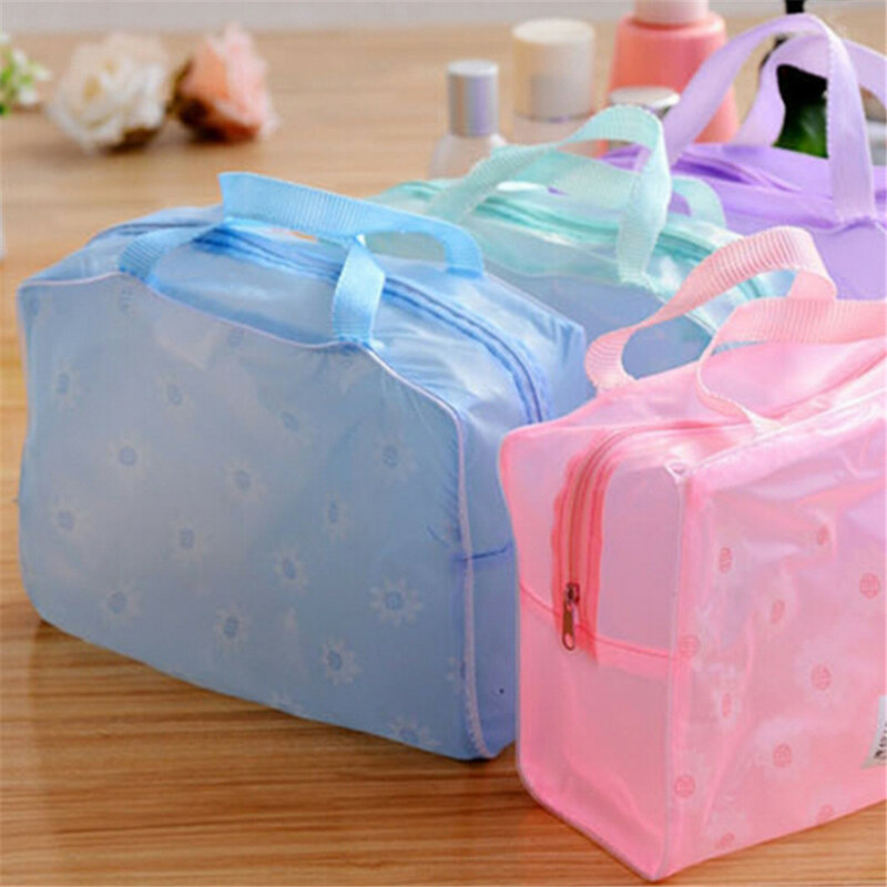 Bolsa organizer de cosméticos feminina, impermeável, de pvc, transparente, sacola de plástico para viagem, 1 pacote
