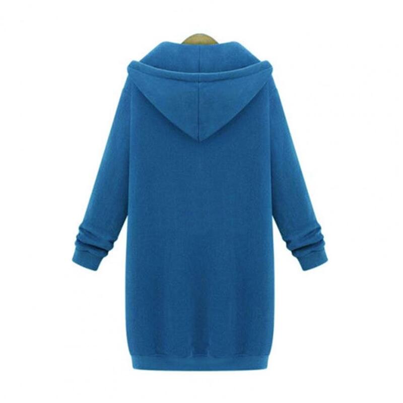 Casaco de outono feminino grosso hoodies lazer solto casacos com capuz bolsos com zíper tamanho máximo moletom esportes vestidos outwear jaquetas