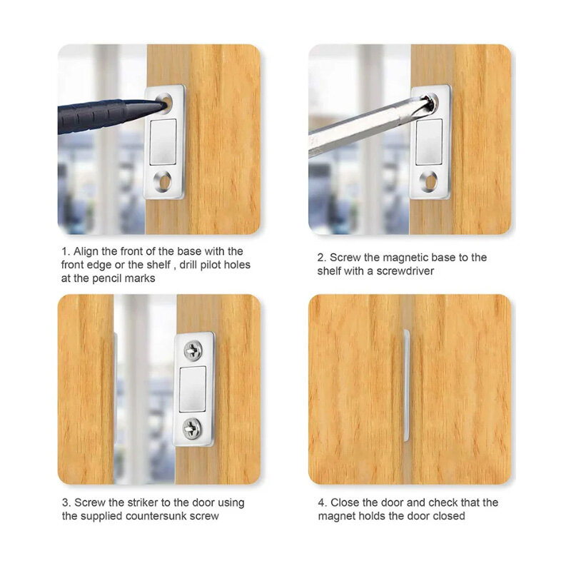 2pcs/Set  Ultra Thin Door Closer Magnetic Door Catch Latch Door Strong Magnet Furniture Cabinet Cupboard Storage Screw / Sticker