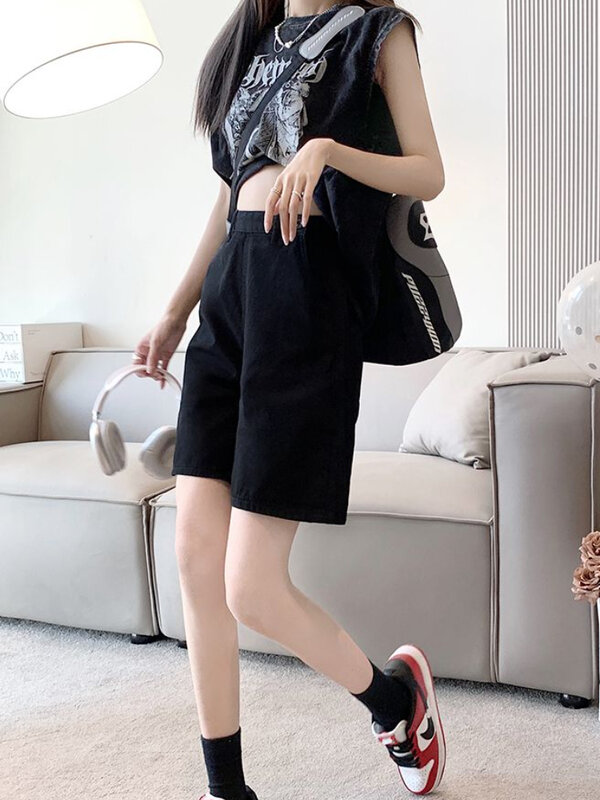 Shorts Women Classic Simple All-match Daily Prevalent Ulzzang Loose Students Attractive Streetwear Popular Holiday Solid Design