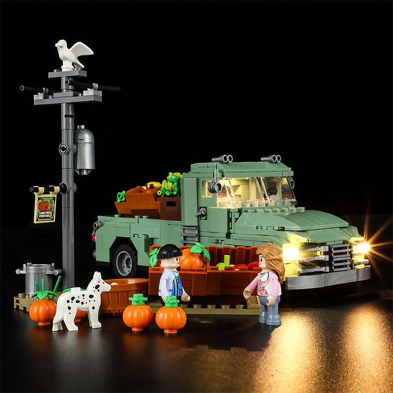 Funthole-Farm Truck Building Block Bricks, Montagem Modelo com Luz LED, Puzzle Brinquedos, Presente de Aniversário, F9016, 499Pcs