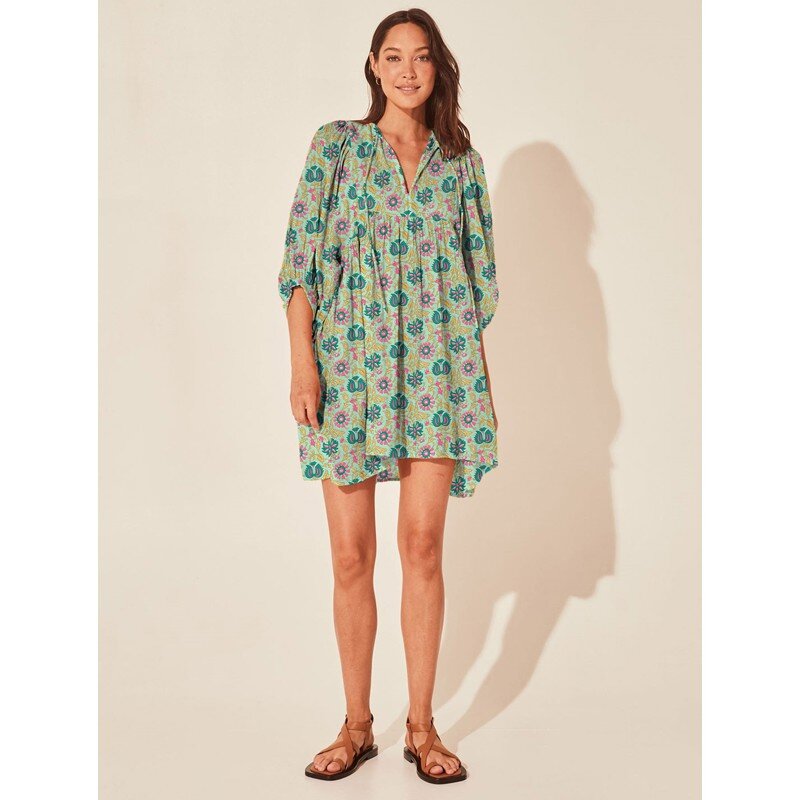 여성용 꽃 타이 로프, 느슨한 캐주얼 코튼 원피스, 해변 휴가 짧은 드레스, 2023 여름 패션